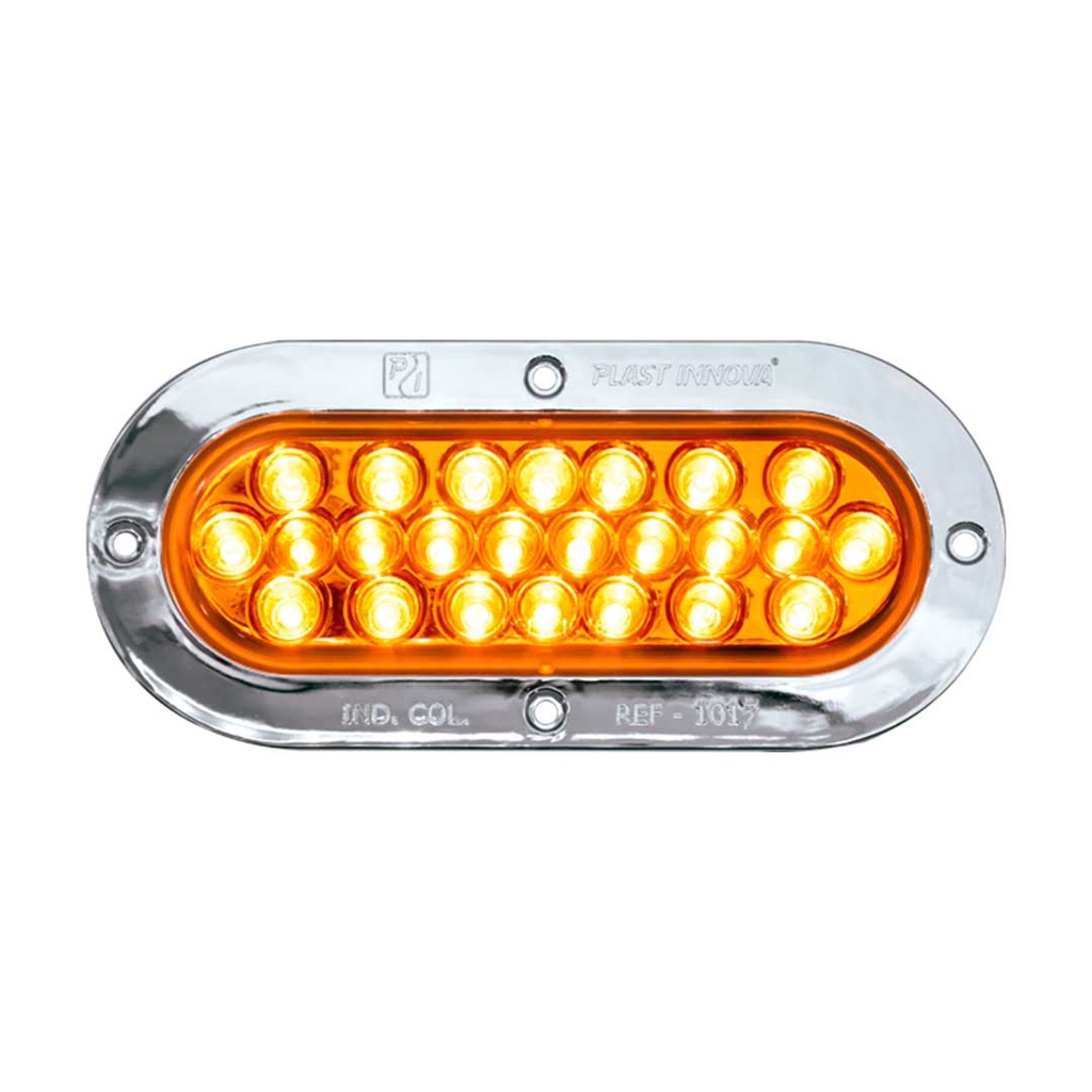 [1017-AP-AM] Lámpara Lateral Ovalada LED 24 LEDs Aro Plástico Cromado – 1017AP (ÁMBAR)