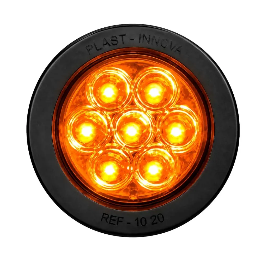 [1020-E-AM] Stop LED 2" 7 LEDs 12V/24V con Empaque – 1020E (ÁMBAR)